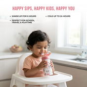 Adore Helios! Double Wall Insulated Stainless Steel Sipper 350ml- Pink Animal