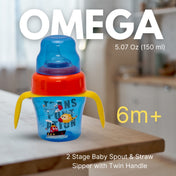 Adore Omega 2 Stage Spout & Straw Sipper with Twin Handle -150 ml - Transporter