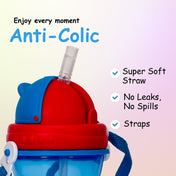 Adore Idaho Straw Sipper with Retractable Hood & Adjustable Shoulder Strap 300 ml - Blue