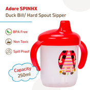 Adore SPINHX Duck Bill/ Hard Spout Sipper with Twin Handle & Hygiene Cap- 250ml- Red