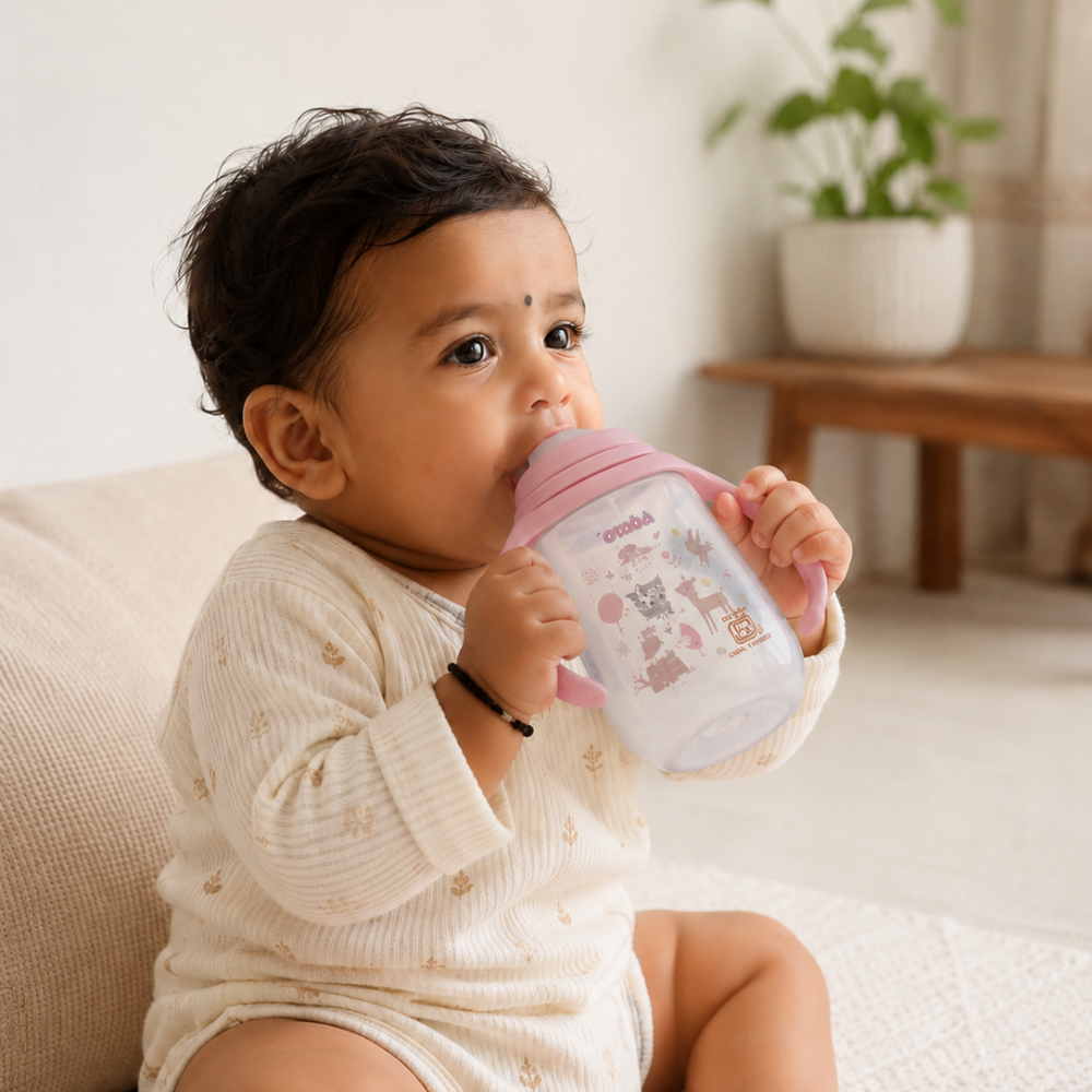 Adore Nok Nok Wide neck Feeding Bottle With Twin Handle 250ml - Pink