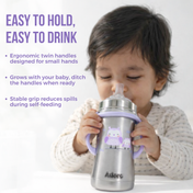 Adore Twilight 2in 1 Stainless Steel Sipper with Twin Handle 250ml - Purple Owl