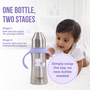 Adore Twilight 2in 1 Stainless Steel Sipper with Twin Handle 250ml - Purple Owl