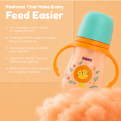 Adore Nok Nok Wide neck Feeding Bottle With Twin Handle 250ml - Orange