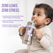Adore Twilight 2in 1 Stainless Steel Sipper with Twin Handle 250ml - Purple Owl