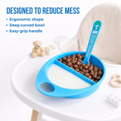 Adore Supper Hero Feeding Bowl with Spoon, Fork & Wooden Masher- Blue