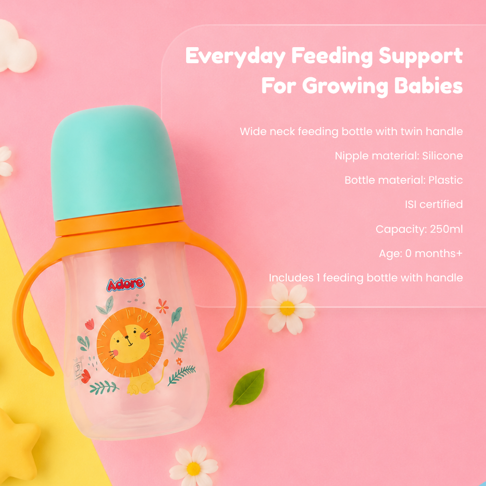 Adore Nok Nok Wide neck Feeding Bottle With Twin Handle 250ml - Orange