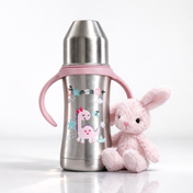Adore Twilight 2in 1 Stainless Steel Sipper with Twin Handle 250ml - Pink Dino