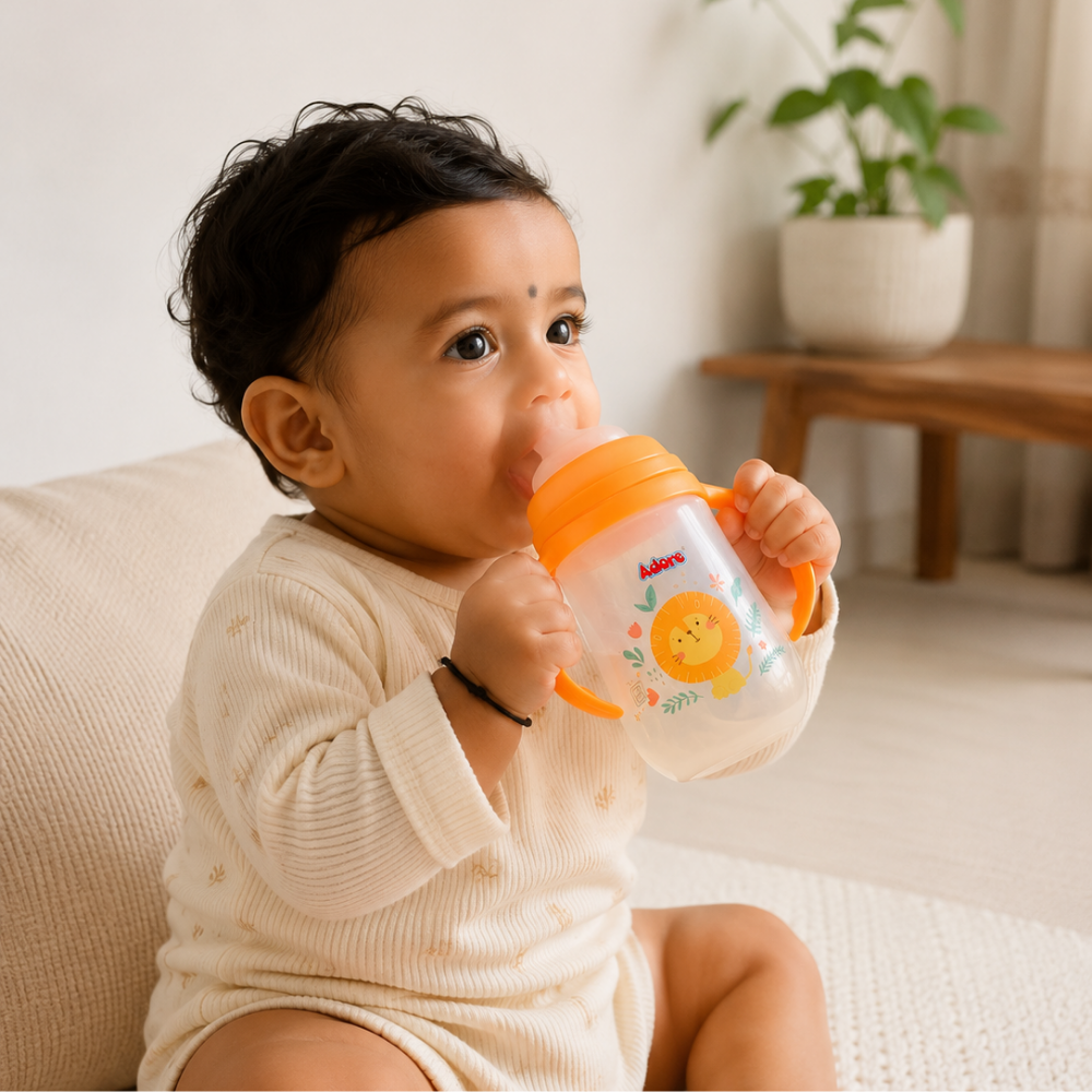 Adore Nok Nok Wide neck Feeding Bottle With Twin Handle 250ml - Orange