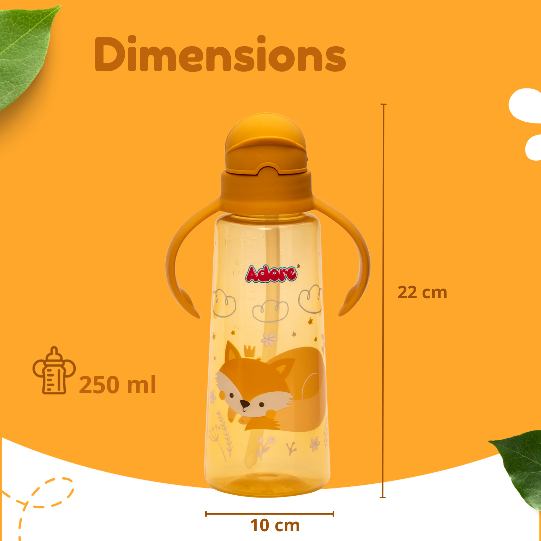 Adore Bling Straw Sipper with Handle & Retractable Head - 270 ml- Yellow