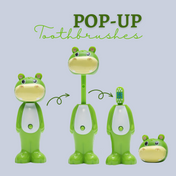 Adore Kids Pop Up Toothbrush with Safety Head Attractive Character - Green Hippo