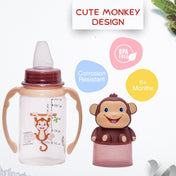 Adore BUNK! Character Hood Glass Spout Sipper with Twin Handle- 125ml- Monkey