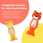 Adore Kids Pop Up Toothbrush with Safety Head Attractive Character - Orange Tiger