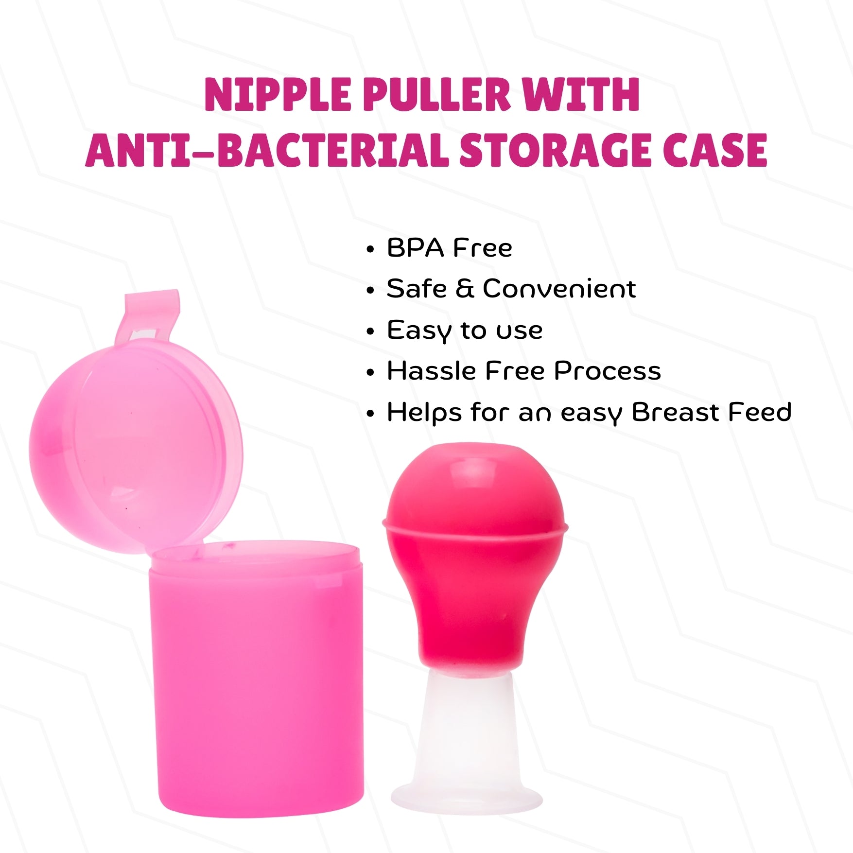 Adore Nipple Puller with Anti bacterial Storage Case- Pink
