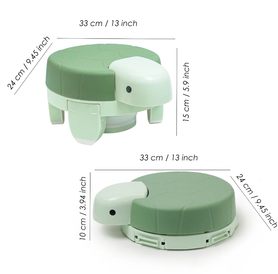 Adore Turtle 4 in 1 Potty Trainer with First Ever Bio Degradable Baby Potty Chair Liner  20 Bags - Green
