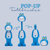Adore Kids Pop Up Toothbrush with Safety Head Attractive Character - Blue Donkey