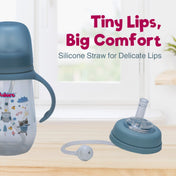 Adore Great Britain Wide Neck Straw Sipper with Gravity Ball and Twin Handle- 250ml Blue