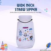 Adore Scotland Wide neck Soft Straw Sipper with Twin Handle-250ml- Blue