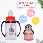 Adore BUNK! Character Hood Glass Spout Sipper with Twin Handle- 125ml- Penguin