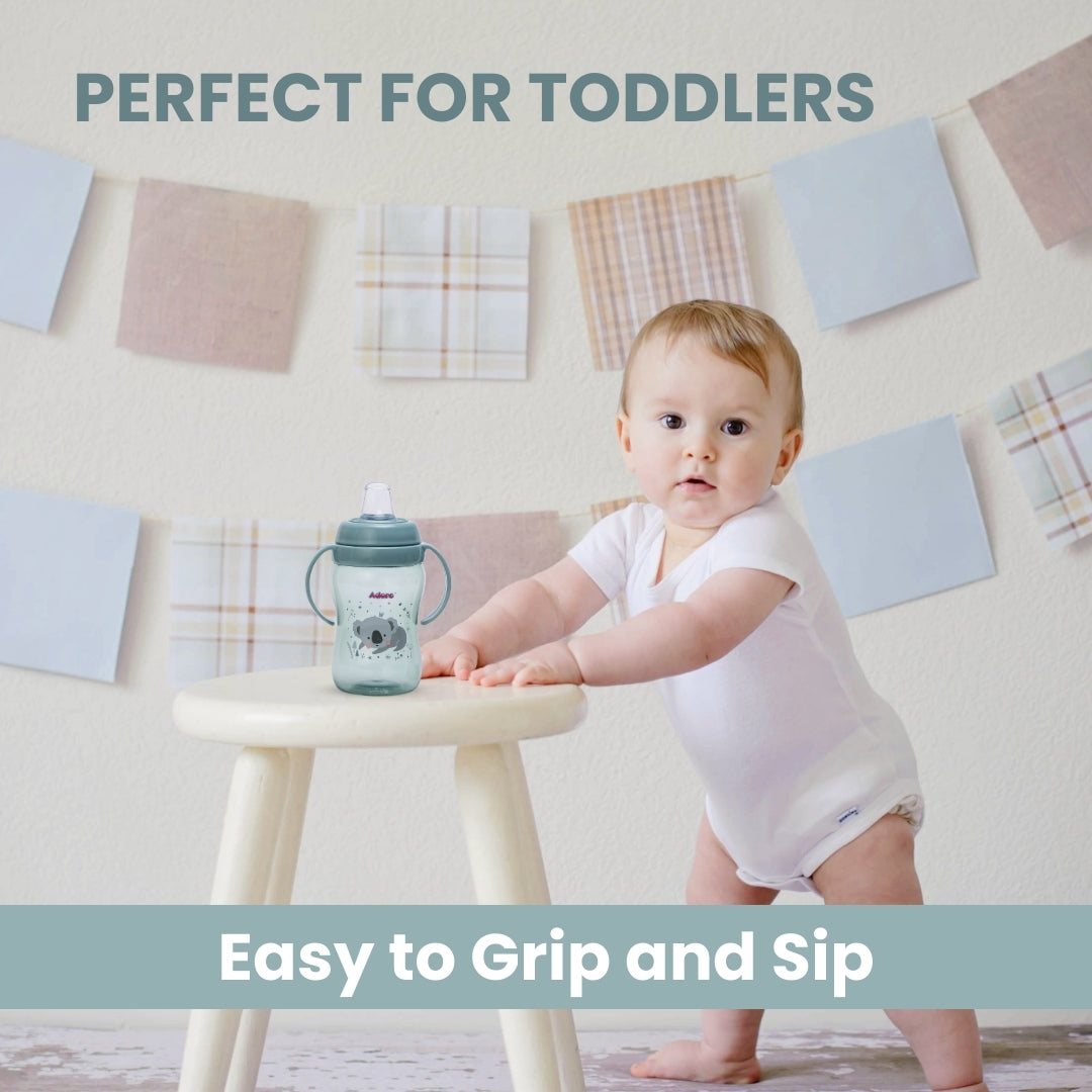 Adore ARRO Soft Spout Sipper with Dust Free Cap and Twin Handle 270ml - Green