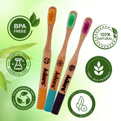 Adore Tridosa Kids Bamboo Wooden Toothbrush with Super Soft Bristles- Pitta(Yellow)- Pack of 1