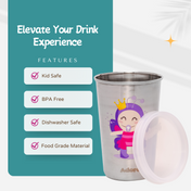 Adore Uno Printed Stainless Steel Tumbler with Spill Proof Lid 300 ml - White and Purple