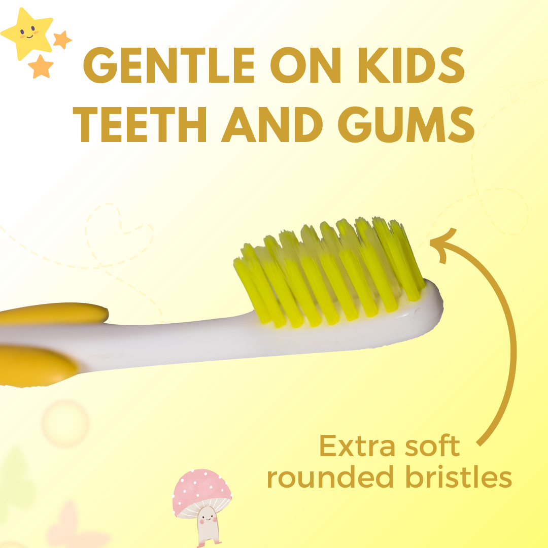 Adore Standy Kids Toothbrush With Safety Case Pack of 4 - Yellow