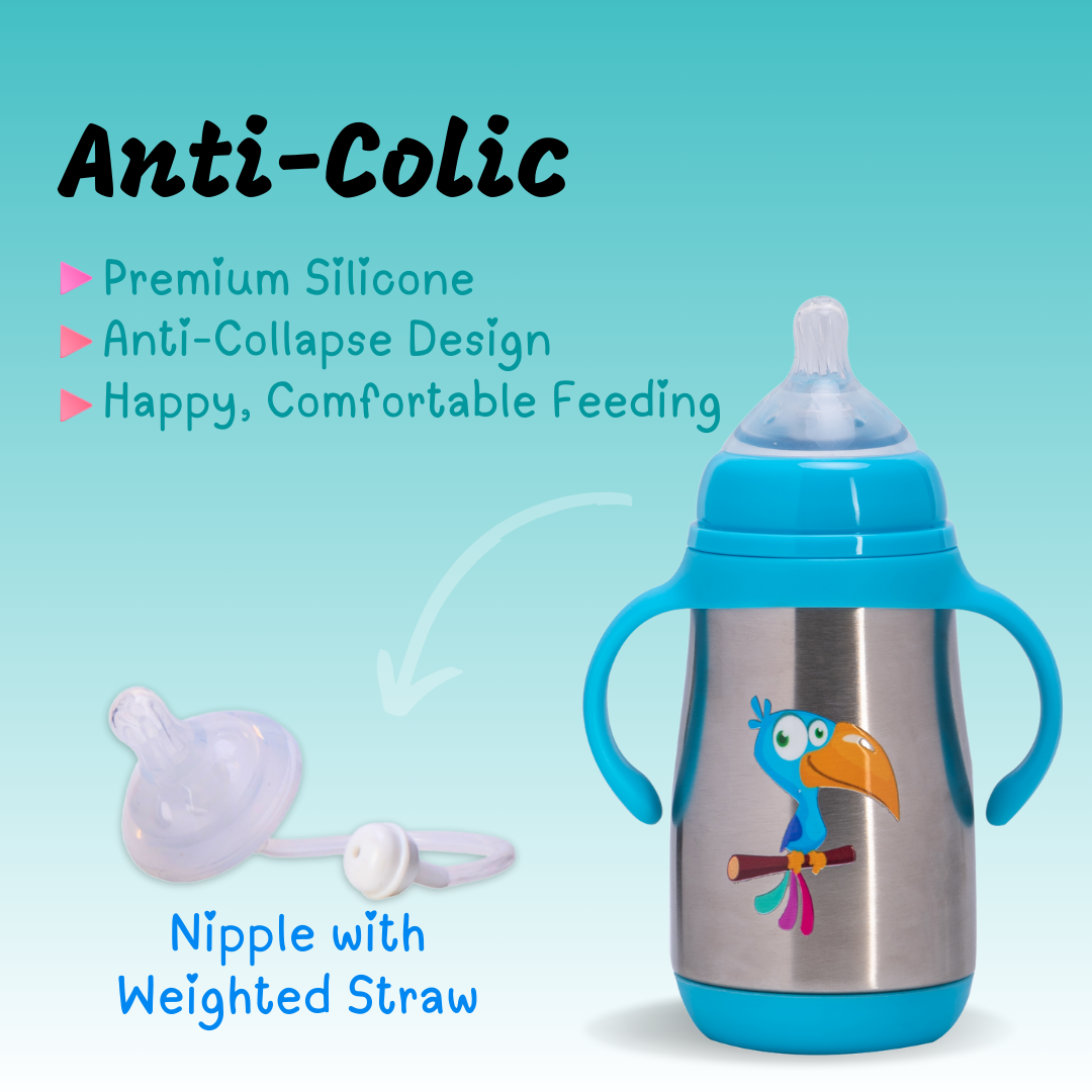 Adore Gypsy! 3Stage Stainless Steel Feeding Bottle With Gravity Ball - Blue