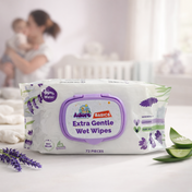 Adore Baby Lavender Wet Wipes with Goodness of Aloe-vera- 98% Pure Water- Pack of 72n Wipes* 1 Pack