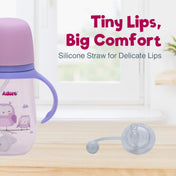 Adore Great Britain Wide Neck Straw Sipper with Gravity Ball and Twin Handle- 250ml Purple