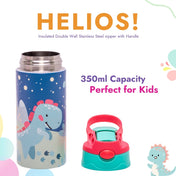 Adore Helios! Double Wall Insulated Stainless Steel Sipper 350ml- Blue Sky Dino