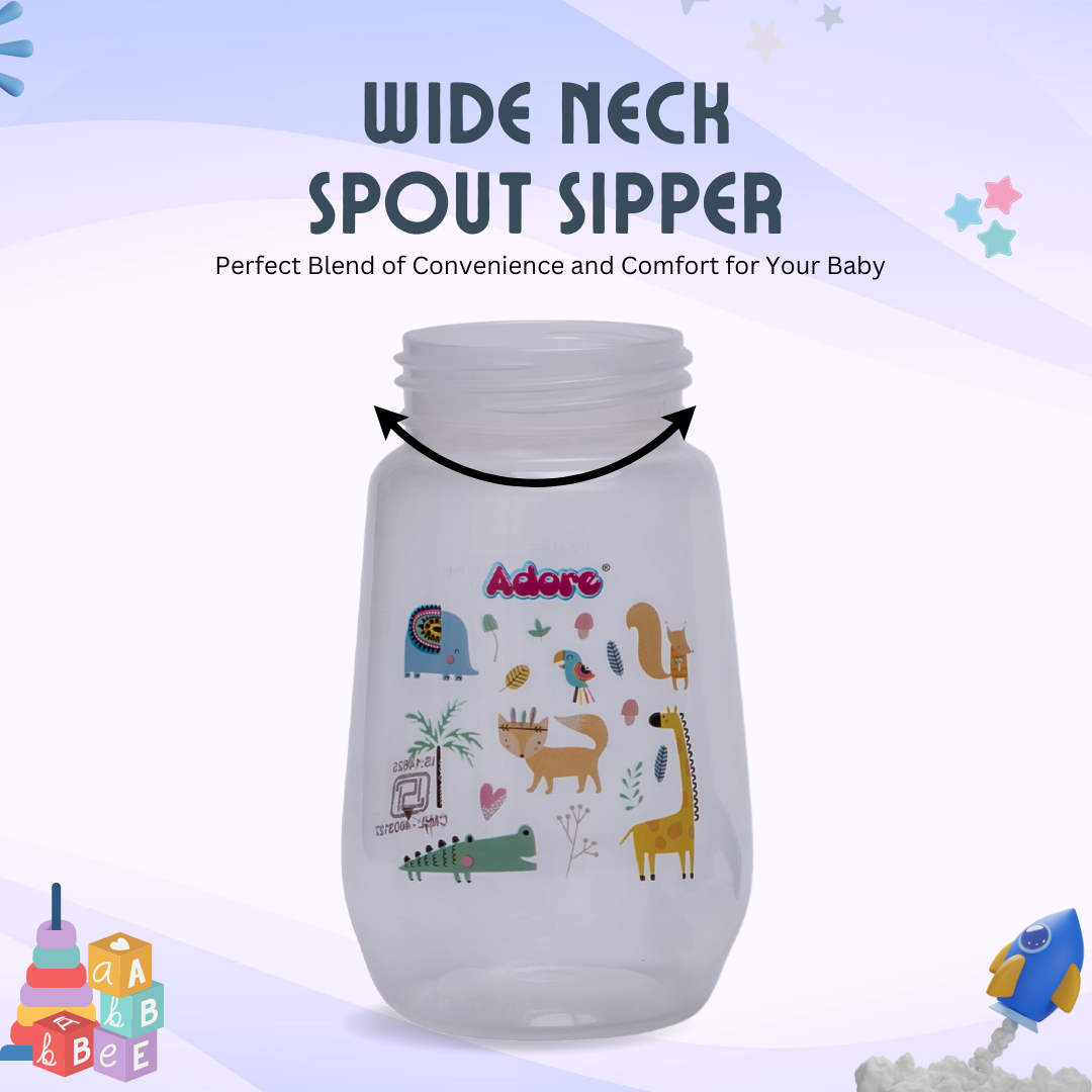 Adore Ireland Wide Neck Soft Spout sipper with Twin Handle-250ml- Green