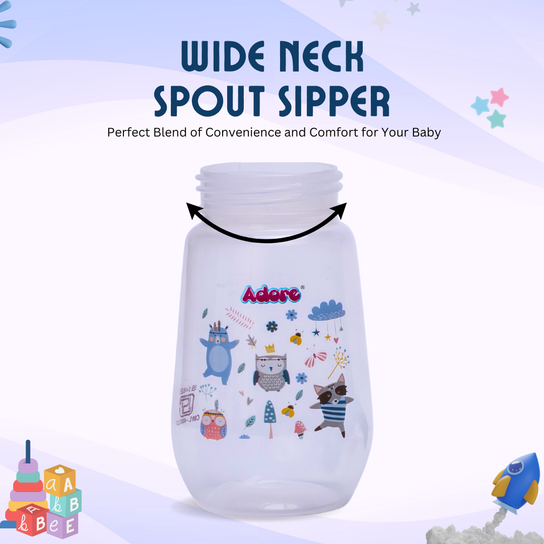 Adore Ireland Wide Neck Soft Spout sipper with Twin Handle-250ml- Blue