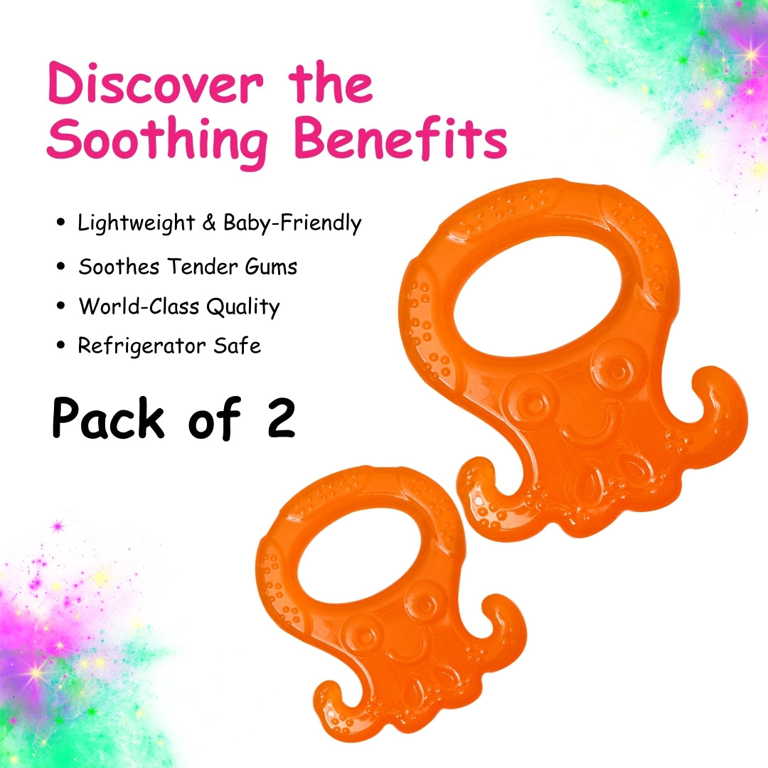 Adore Luscious Water Filled EVA Teethers- Orange Octopus -2pack