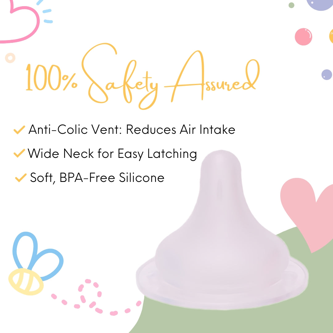 Adore Nok Nok Anti-Colic Wideneck Teat Pack of 2 Nipples - Medium Flow Nipple