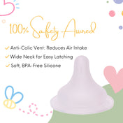 Adore Nok Nok Anti-Colic Wideneck Teat Pack of 2 Nipples - Medium Flow Nipple