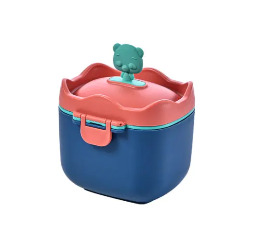 Adore 3D Teddy Junior Milk Powder Container with Leveler and Scoop 400 ml - Red