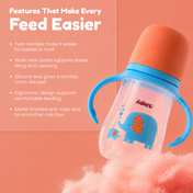 Adore Nok Nok Wide neck Feeding Bottle With Twin Handle 250ml - New Blue