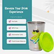 Adore Uno Printed Stainless Steel Tumbler with Spill Proof Lid 300 ml - Green