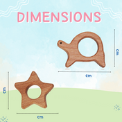 Adore Wohoo! Wooden Teethers- Pack of 2- STAR+TURTLE