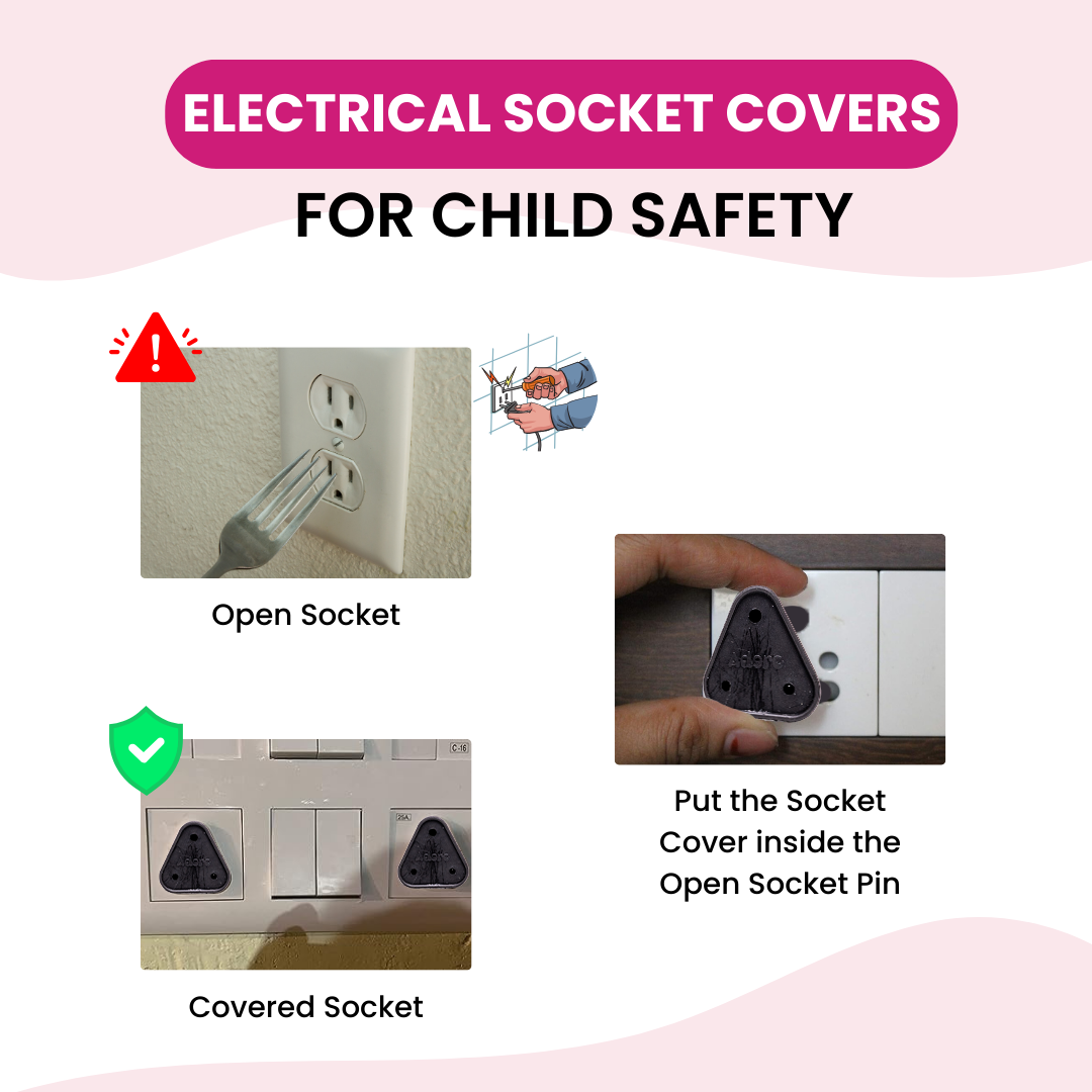 Adore Baby Safety Child Proofing Electrical Socket Cover Set- Pack of 12-Brown