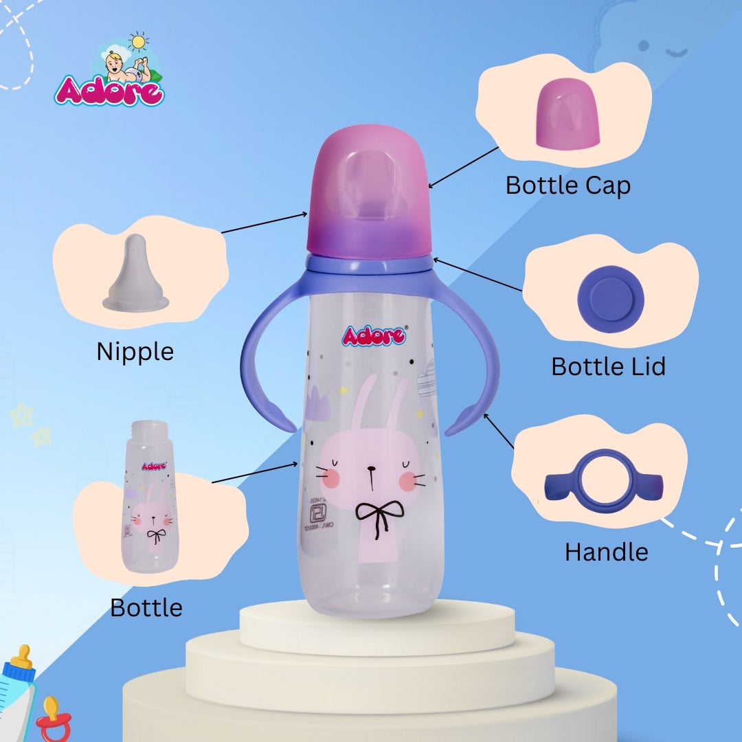 Adore England Narrow Neck Feeding Bottle-250ml - Pink