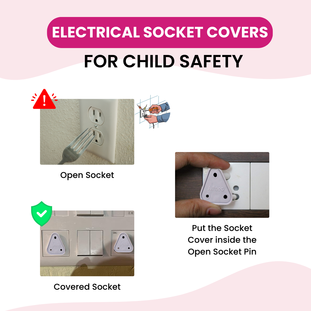 Adore Baby Safety Child Proofing Electrical Socket Cover Set- Pack of 12-Grey