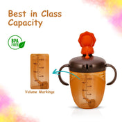 Adore Simbha- The Silicon Straw Sipper with Gravity Ball & Twin Handle 210ml Brown