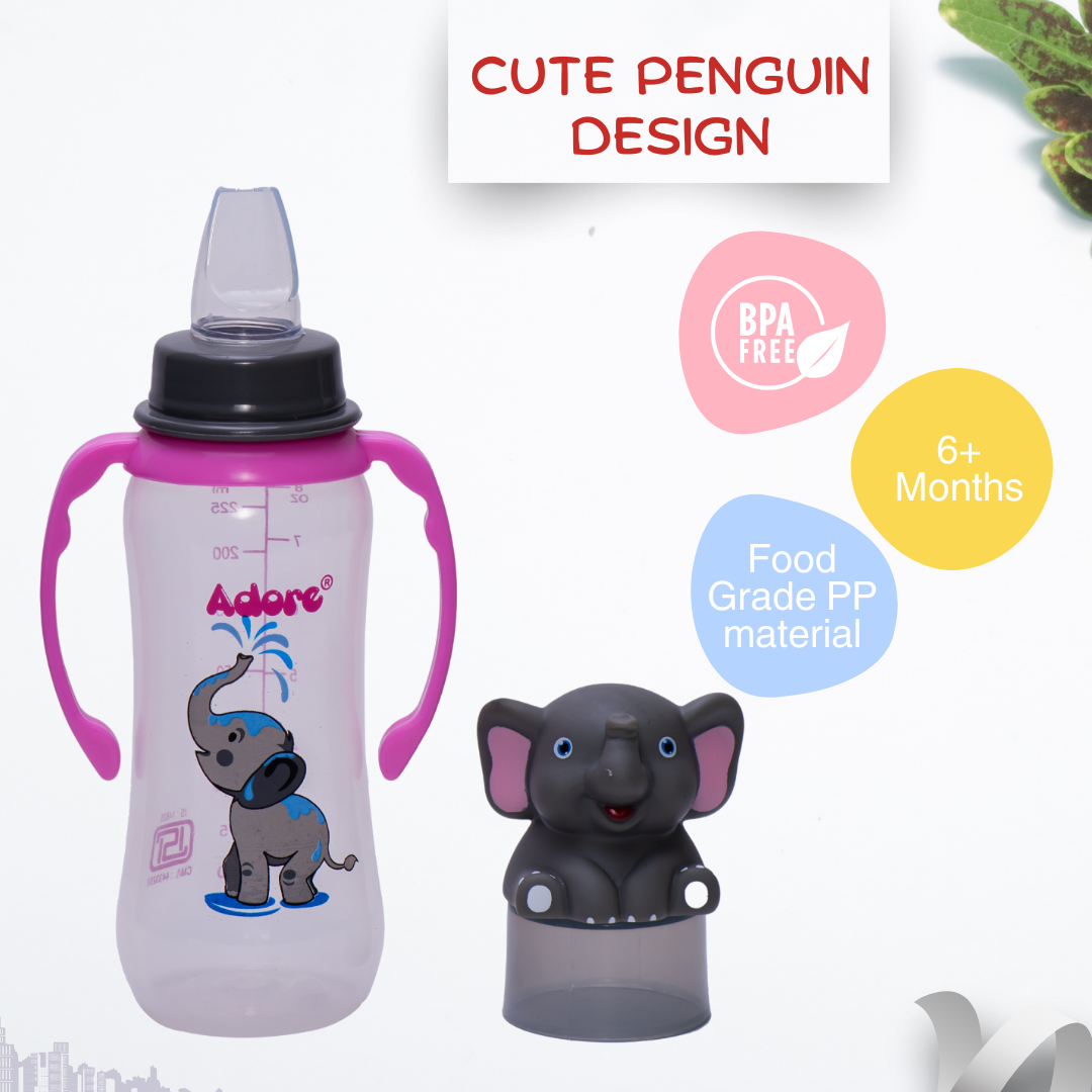 Adore Yeah! The Character Hood Narrow Neck Soft Spout Sipper 250ml - Elephant