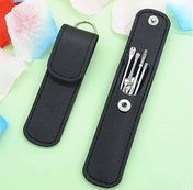 Adore Stainless Steel Ear Wax Remover With Leather Storage Case - Pack of 6 - Black