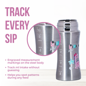 Adore Twilight 2in 1 Stainless Steel Sipper with Twin Handle 250ml - Pink Dino