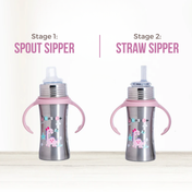Adore Twilight 2in 1 Stainless Steel Sipper with Twin Handle 250ml - Pink Dino