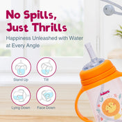 Adore Great Britain Wide Neck Straw Sipper with Gravity Ball and Twin Handle- 250ml Orange