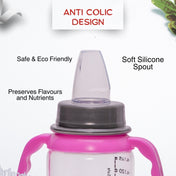 Adore BUNK! Character Hood Glass Spout Sipper with Twin Handle- 125ml- Elephant